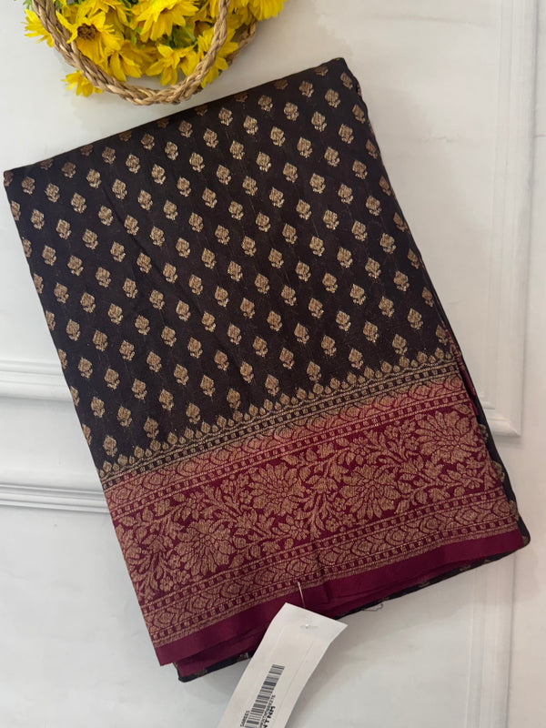 Banarasi viscose Georgette saree MKGS611- Black to Wine