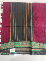 Jute tussar silk saree with contrast borders MJL655