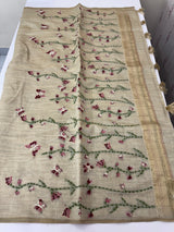 Kanta Handstitched Blended tussar silk saree MS15844