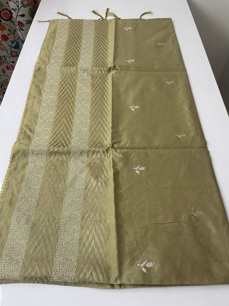 Art silk saree with thread work MAS767 - KHAKHI GREEN