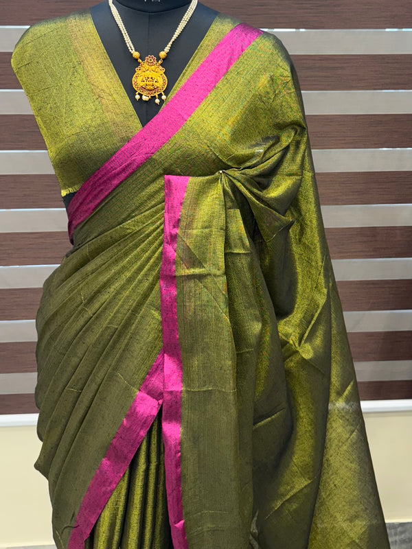 Tissue silk saree with contrast border MTSG77