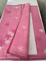 Kota checks saree with embroidery MS7679- Pink