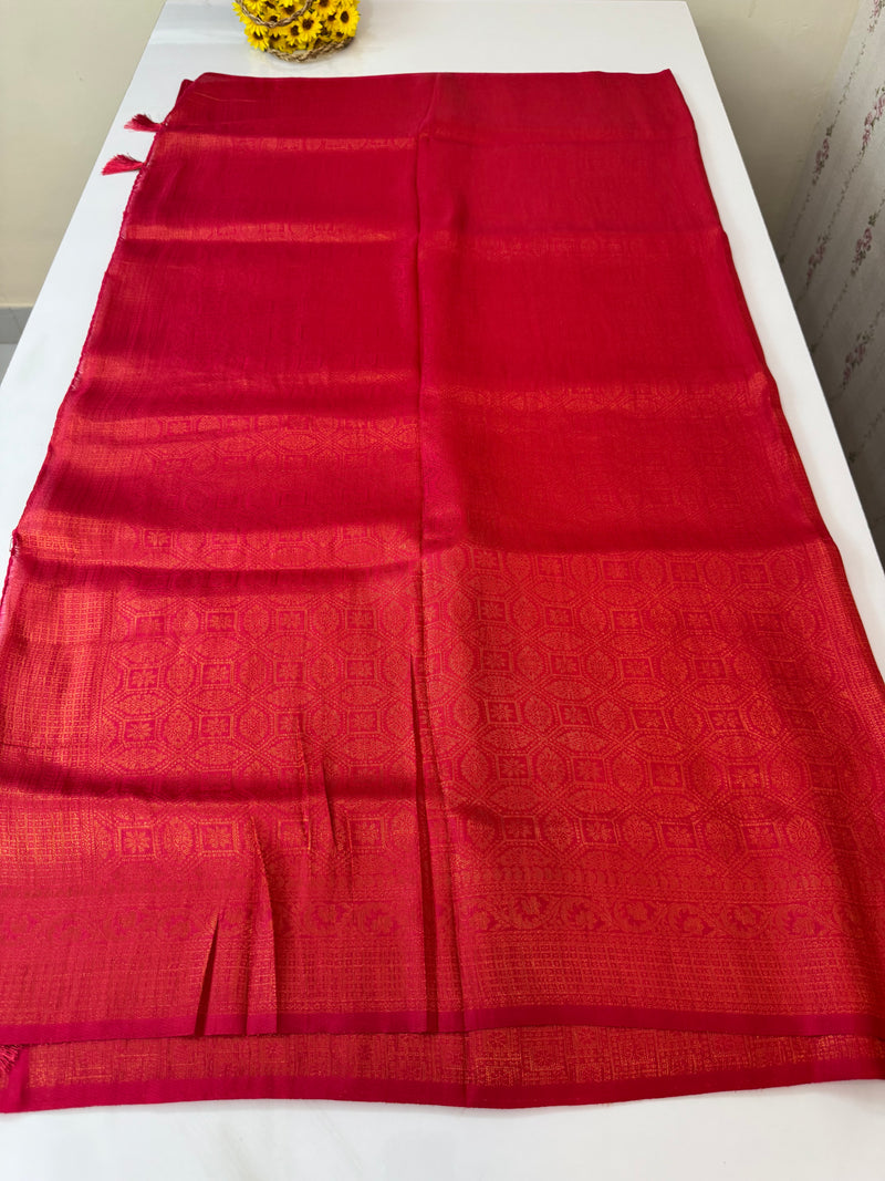 Brocade soft silk saree in copper zari weaving  MS6771