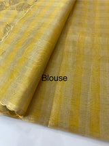 Tissue Silk applique work saree MSH133- Mustard