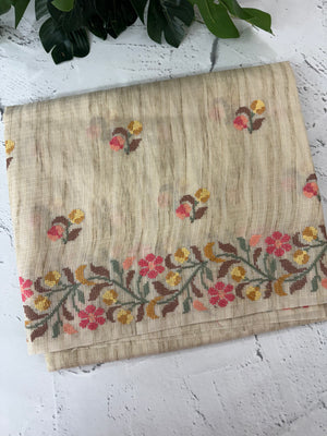 Premium Soft kota silk saree with cross stitch embroidery MSS711 (4)