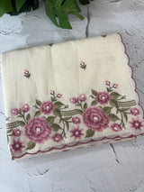 Mul chanderi embriodery saree with scalloped borders MSH176