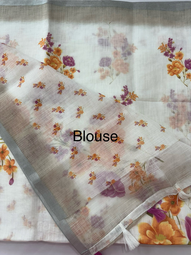 Digital printed semi Linen Saree MLS615- 22