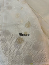 Viscose Organza saree with cutwork borders-MSH262 Ivory