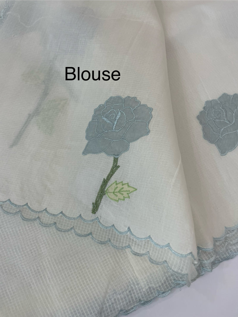 Kota silk cotton saree with applique work MS81789
