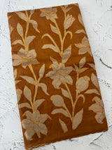 Semi organza saree with appliqué work - MSH906- RustOrange