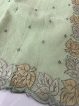 NetKota saree with Applique border  MSH131- DuskyGreen
