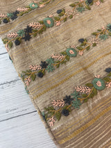 Tissue silk saree with hand embriodery - MS4561 Tan shade