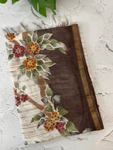 Semi tussar saree with hand painting, kanta embroidery and Pita work MS3433