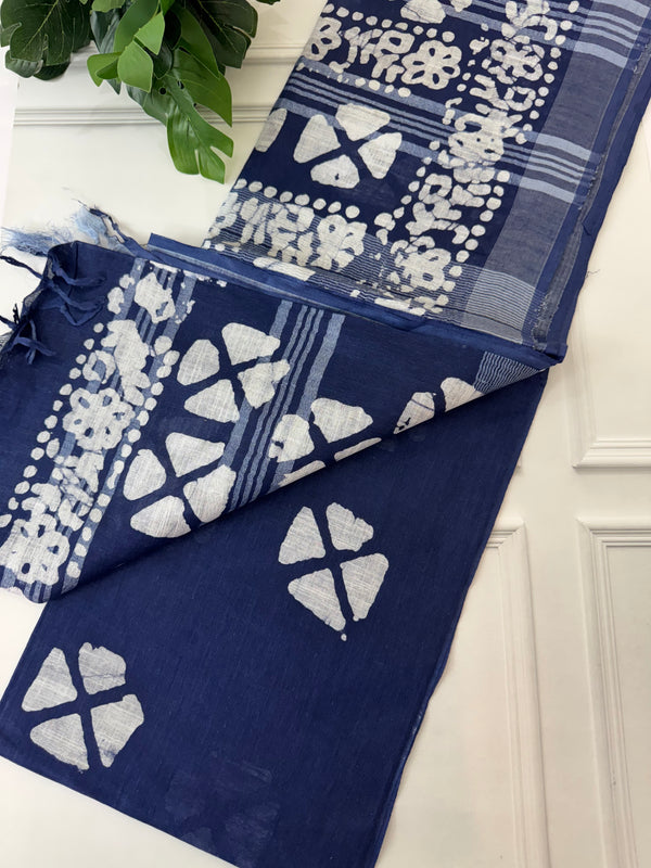 Indigo Semi linen saree MLS878