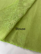 Tissue Silk applique work saree MSH120 LimeGreen