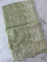 Soft Chanderi saree with embroidery borders- MCK77 LightGreen
