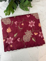 Blended tussar saree with applique work and embroidery MTSS451 DeepMaroon