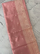 Tussar finish soft silk saree jugwith white thread embroidery MTS567 PastelPeachPink