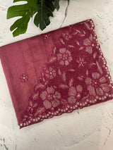 Cutwork Semi tussar saree MTSS680 CrimsonPink