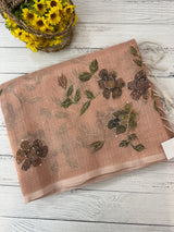 Handworked Tissue silk saree with French Knots MS7776 DuskyPeach