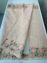 Phulkari NetKota embroidery saree - MSH126 Pastel Peach