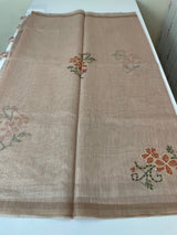 Soft Tissue linen saree with kanta embriodery saree FBLK72 - DuskyPeach