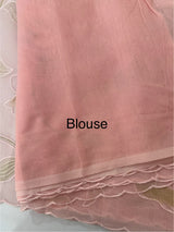 Supernet saree with embroidery and handpainting MSH104- Pastel PeachPink
