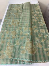 Tissue Silk applique work saree MSH133- JadeGreen