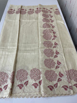 Blended soft tussar saree with embriodery - MS8669 PearlCream
