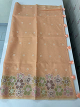 Soft Kota tissue silk saree with embriodery work MS49887 Peach