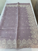 Soft Chanderi saree with  embroidery borders- MCK77 Lavender