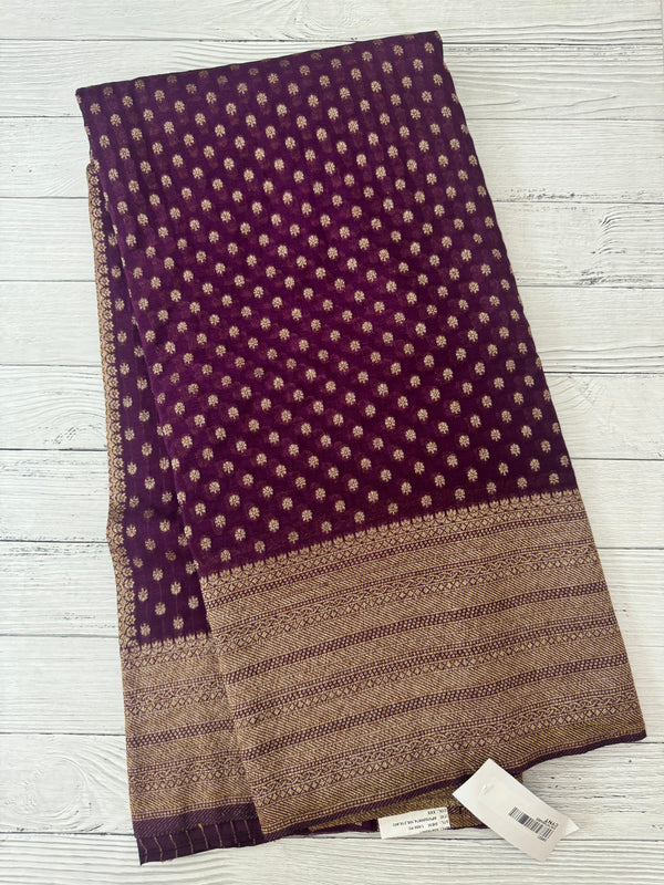 Semi banarasi Khaddi Georgette saree - MS1476 Wine