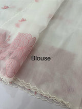Tissue mix soft silk saree with applique work MTSS5432 White to PeachPink