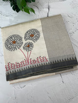 Blended tussar silk saree with embroidery- MSH490
