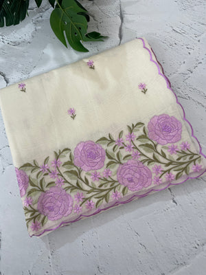 Mul chanderi embriodery saree with scalloped borders MSH176