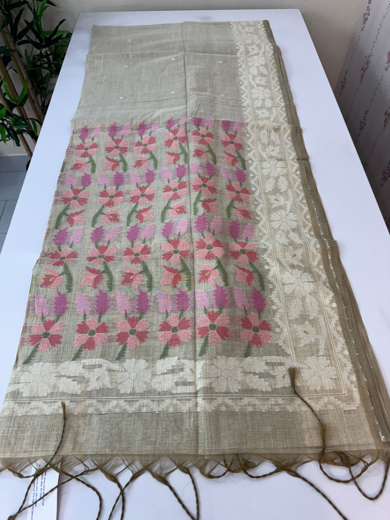 Jamdani Cotton Saree with Contrast Blouse MS12553