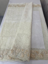 Soft Organza saree with thread work and tissue applique borders - MCW605 Offwhite