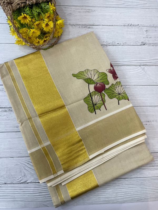 Kerala printed tissue saree