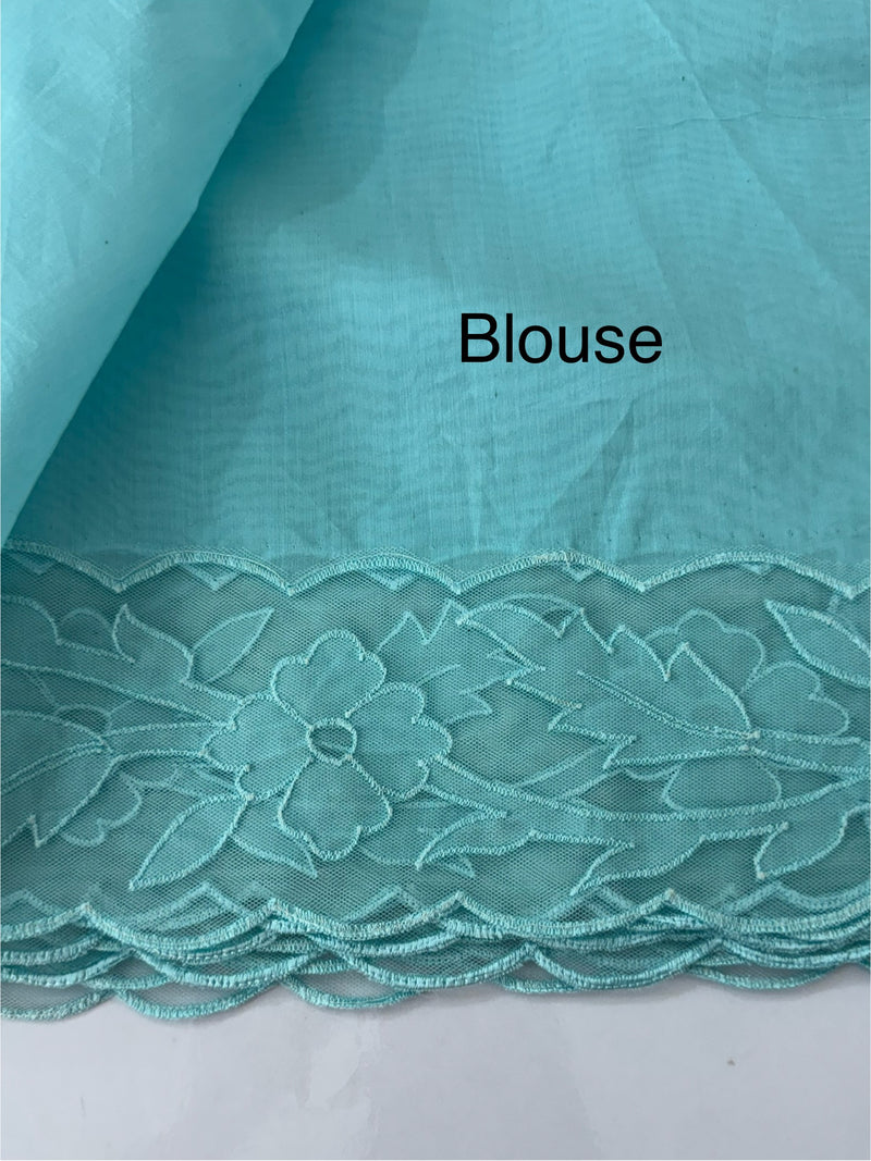 Mul chanderi saree with applique borders MSH111 PastelBlue