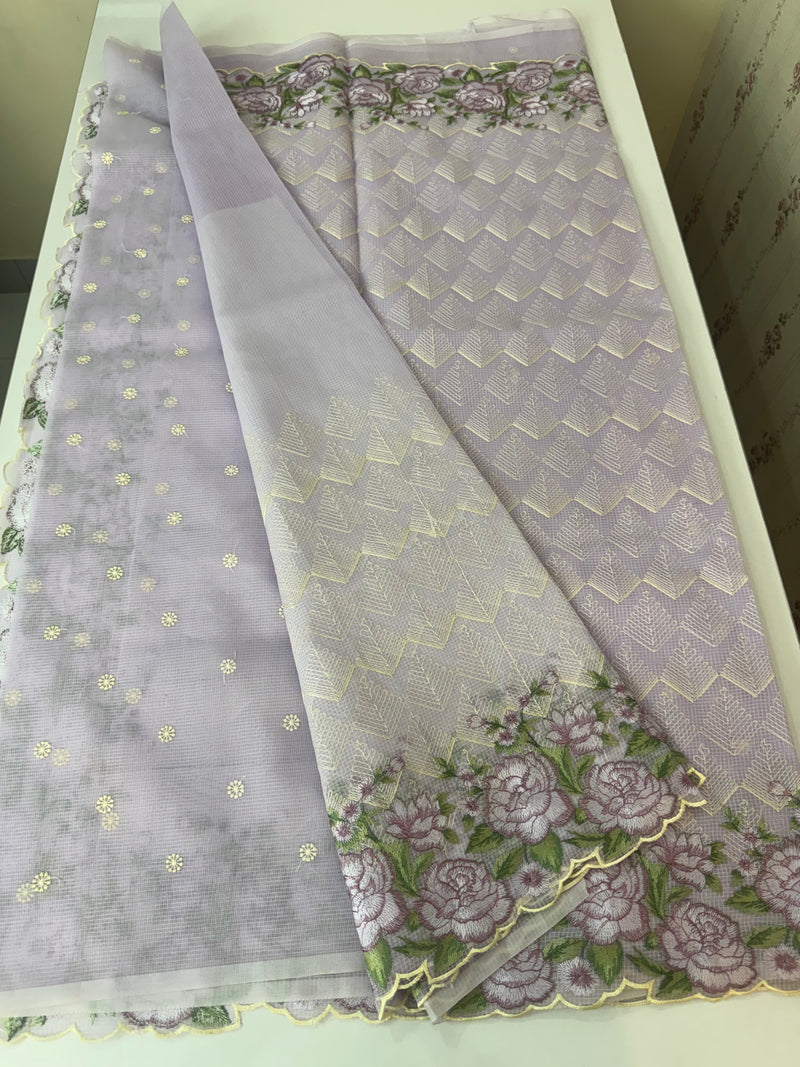 Phulkari NetKota embroidery saree - MPKS905 Lavender