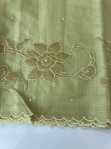Soft tissue kota checks saree with applique work - MSH5407 LimeGreen