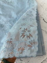 Mul chanderi saree with applique borders MSH112 - PowderBlue