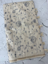Blended soft tussar saree with cross stitch embriodery - MS8666 (2)