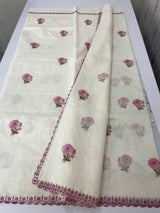 Mul chanderi embriodery saree with scalloped borders MSH290