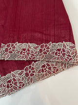 Cutwork Semi tussar saree MTSS879 Cranberry
