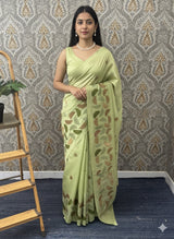 Semi silk saree MS67449- DuskyGreen