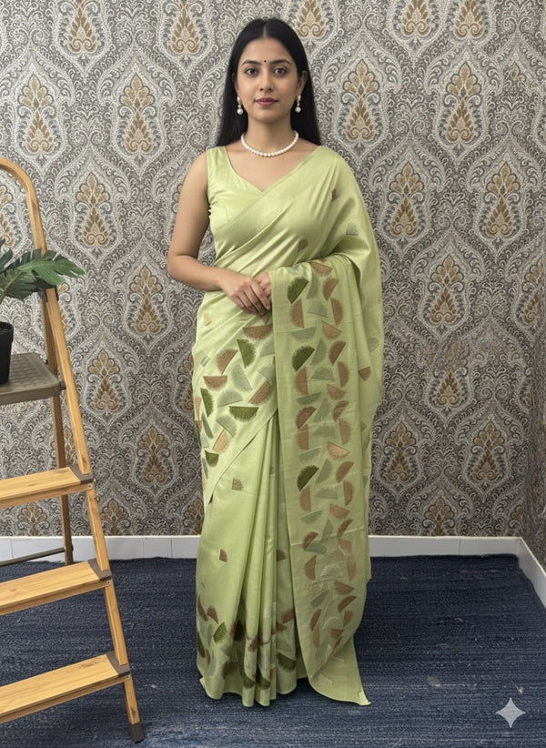 Semi silk saree MS67449- DuskyGreen