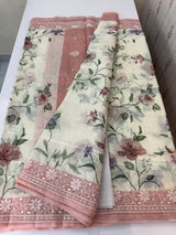 Chanderi digital printed saree with chikankari embriodery MSH171