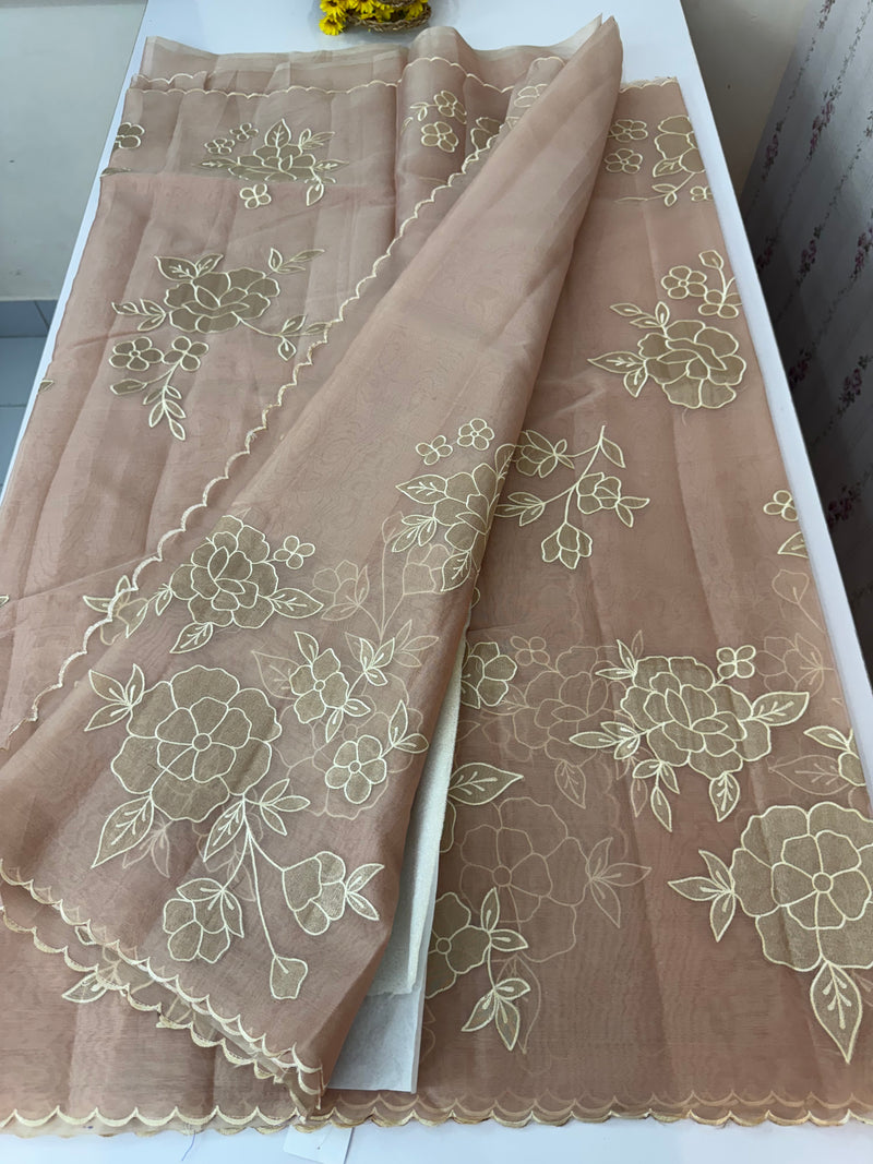 Organza saree with applique work MS5081