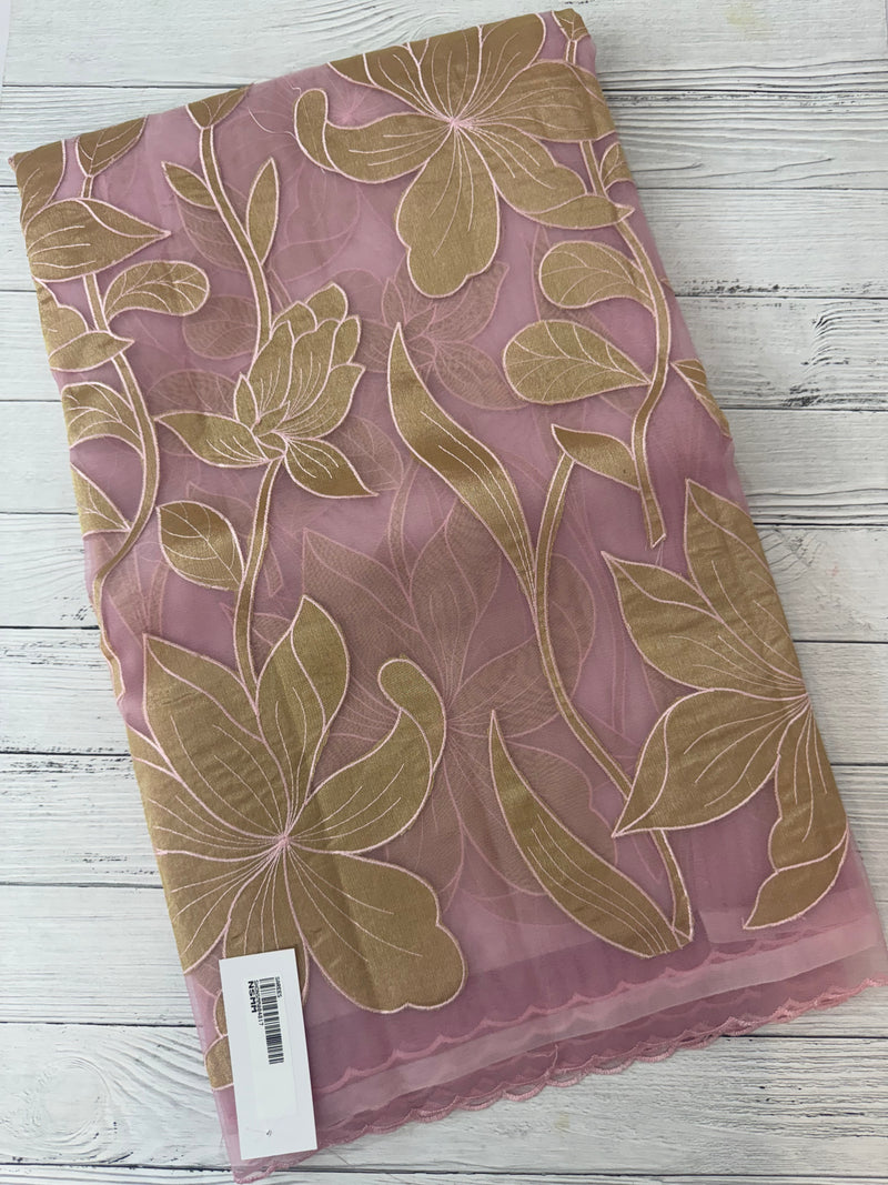 Organza saree with tissue applique work MS5081 Pink